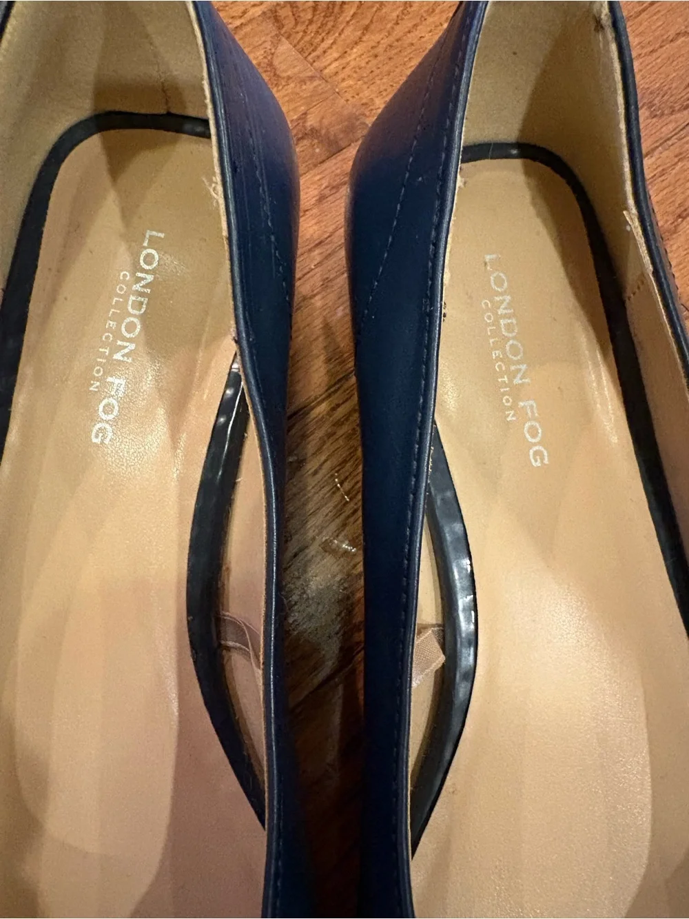 London Fog Navy Square-Toe Loafers with Metal Accent